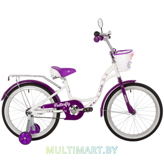 Детский велосипед Novatrack Butterfly 207BUTTERFLY.WVL23 (белый/фиолетовый, 2023)